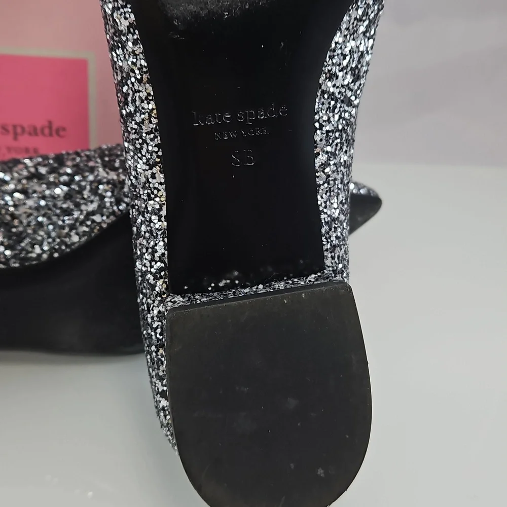 Kate Spade Silver Buckle Up Glitter Flats Size 38.5 - Picture 12 of 15